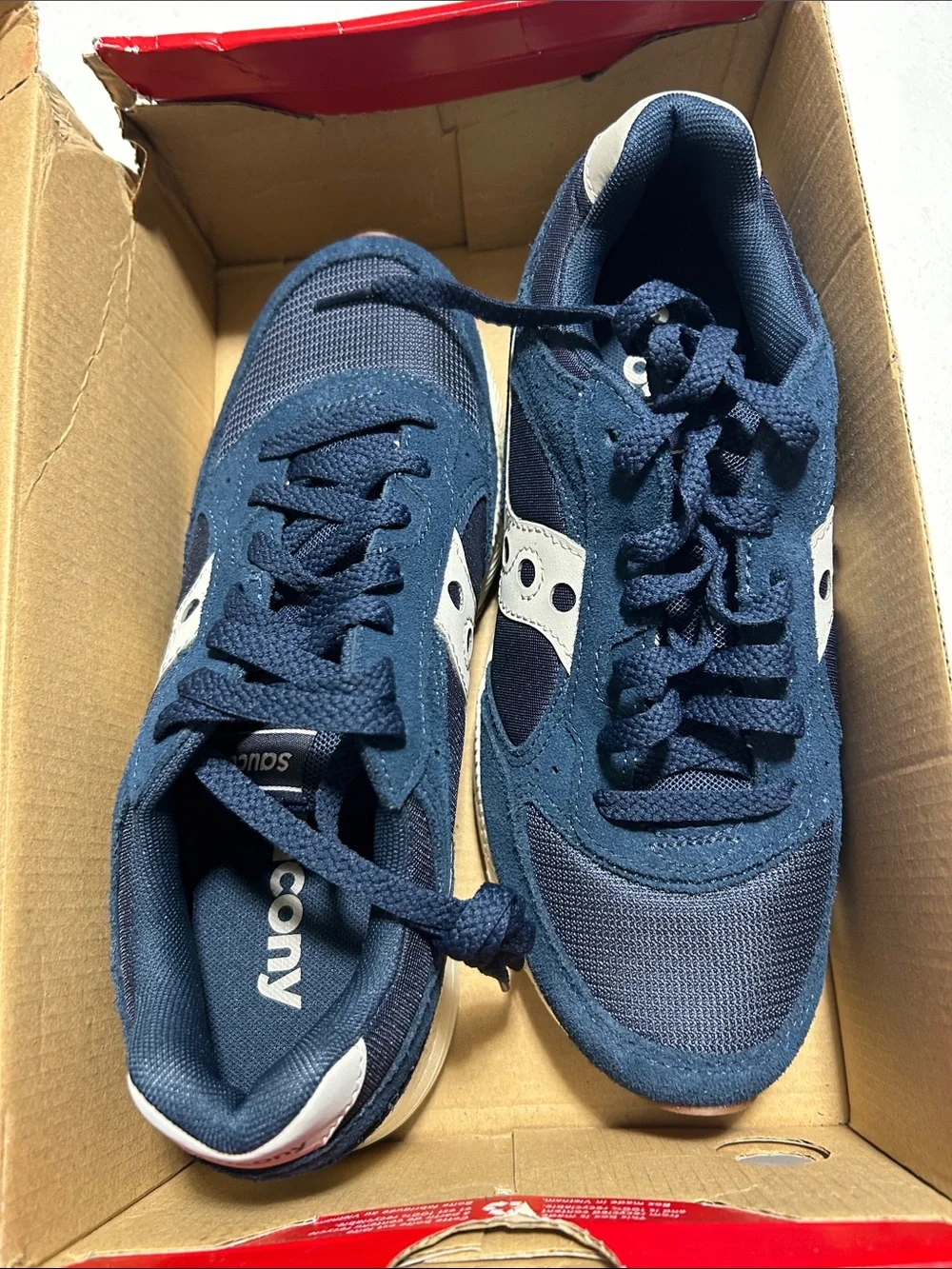 Saucony Men's Navy and White Retro Trainer Sneakers